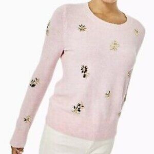 Lilly Pulitzer Soft Pink Kalaya Sweater Gold Bead Sequin
